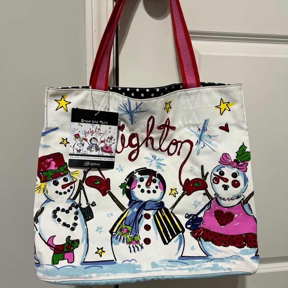 Brighton Snow Day Large Tote Snowman Canvas Christmas